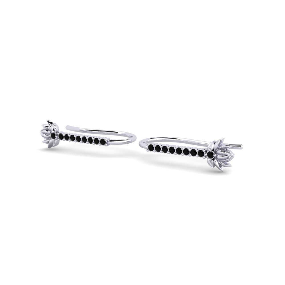 950 Platinum Black Sapphire Women's Earring Skum