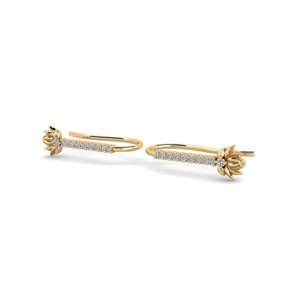 14k Oro Amarillo Redondo Circonita Pendiente de mujer Skum