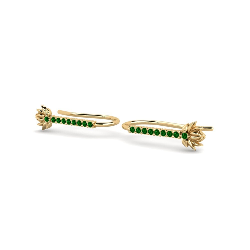 14k Oro Amarillo Redondo Circonita Verde Pendiente de mujer Skum