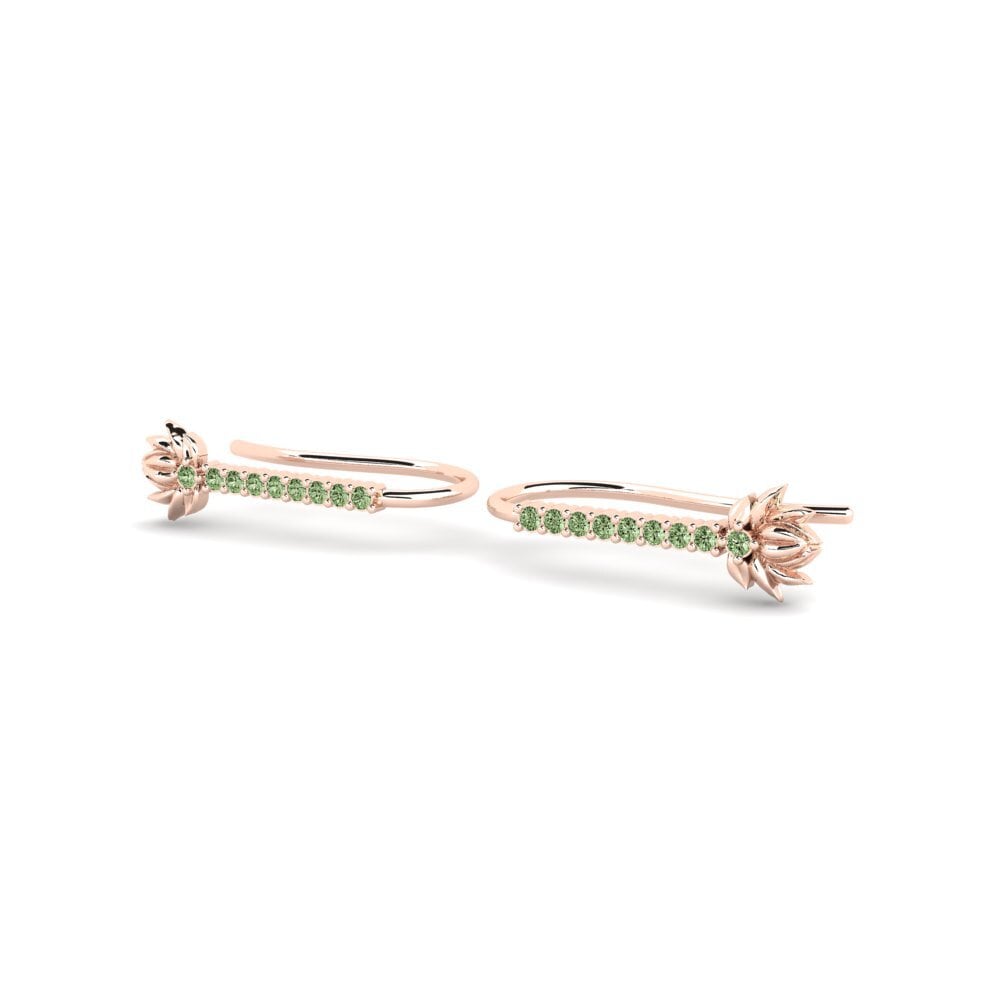 14ct Rose Gold Green Diamond Women's Earring Skum
