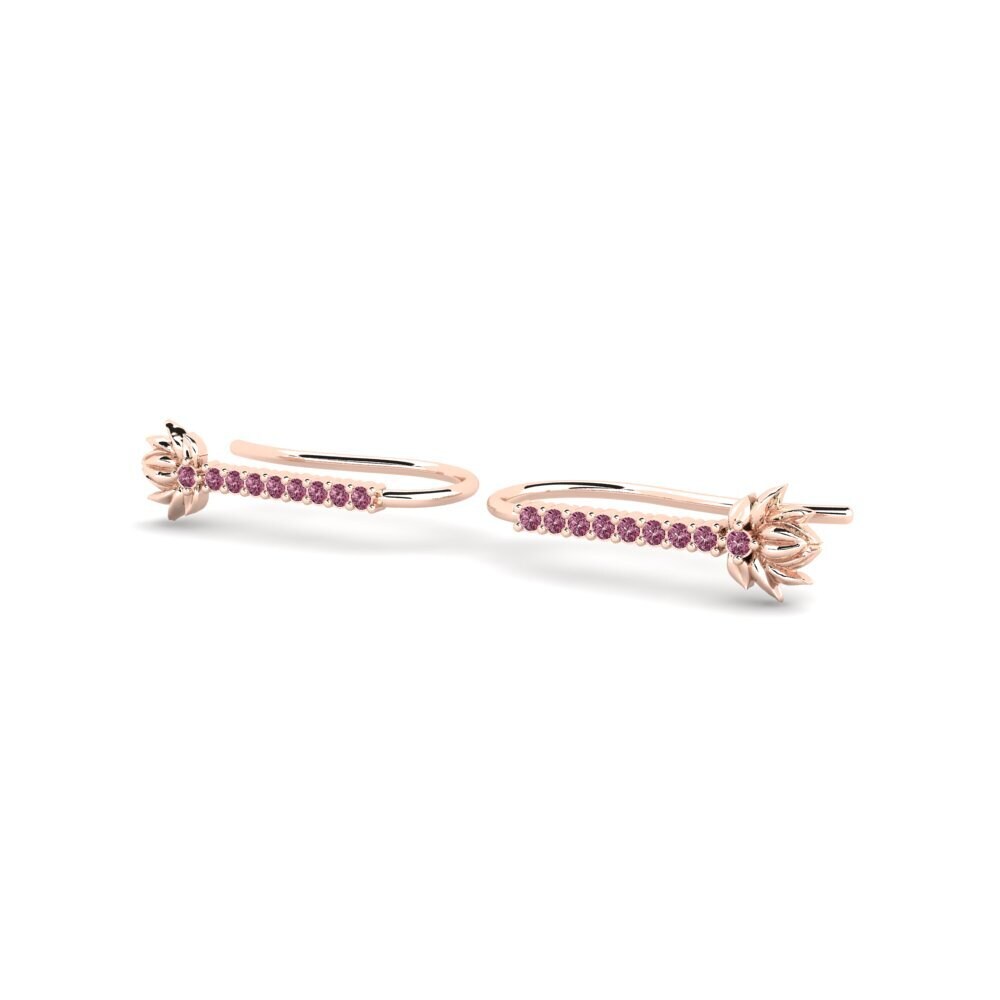 14ct Rose Gold Rhodolite Garnet Women's Earring Skum