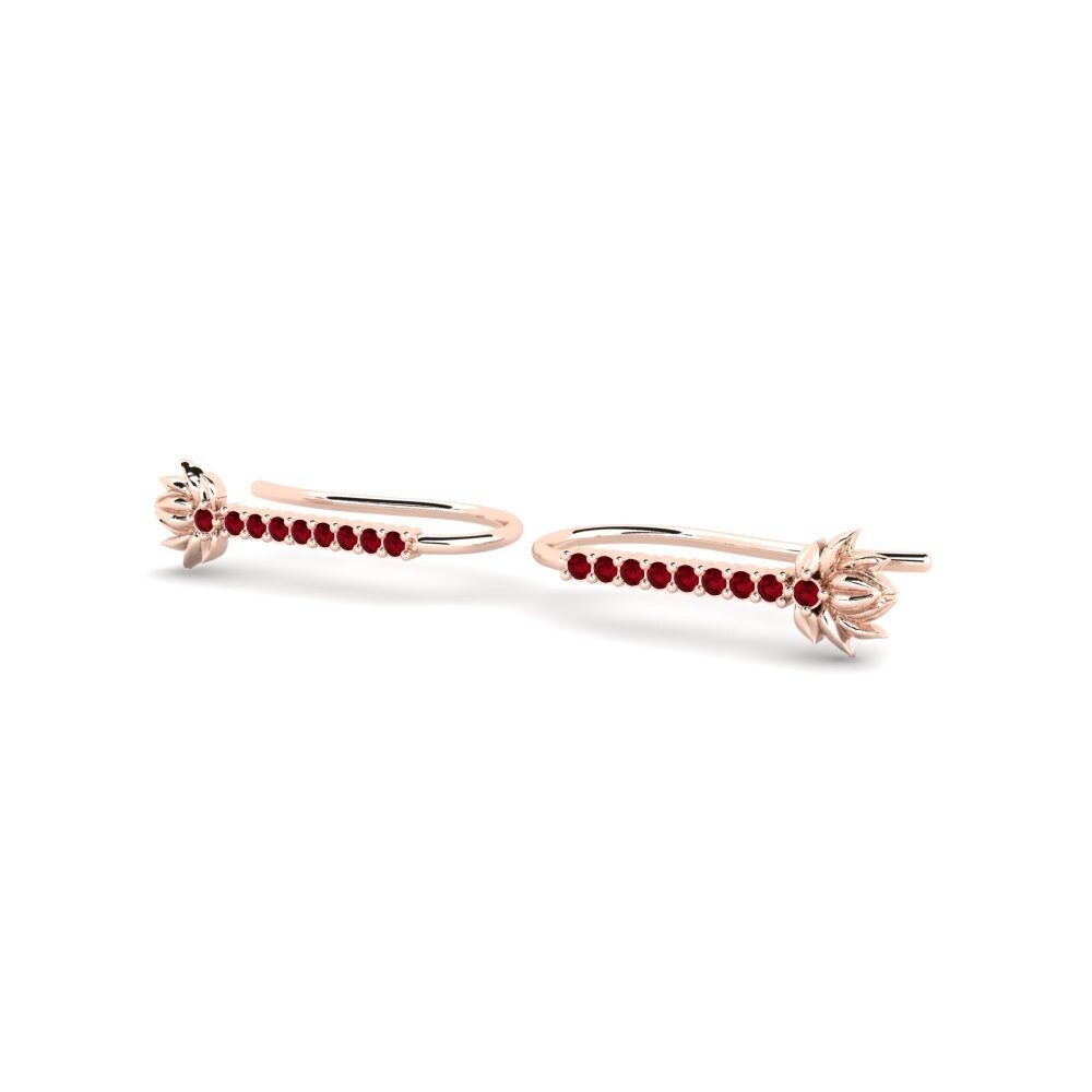 14ct Rose Gold Red Zirconia Women's Earring Skum