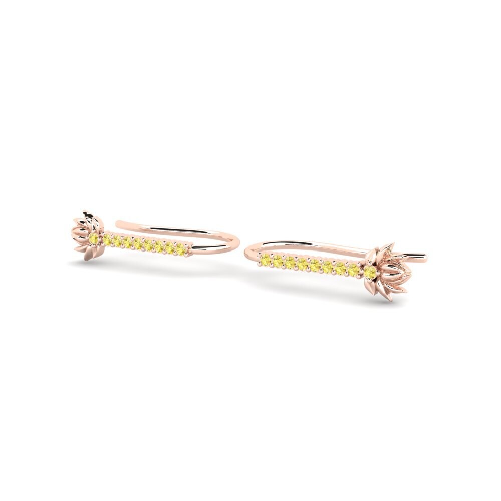 18k Oro Rosa Zafiro amarillo Pendiente de mujer Skum