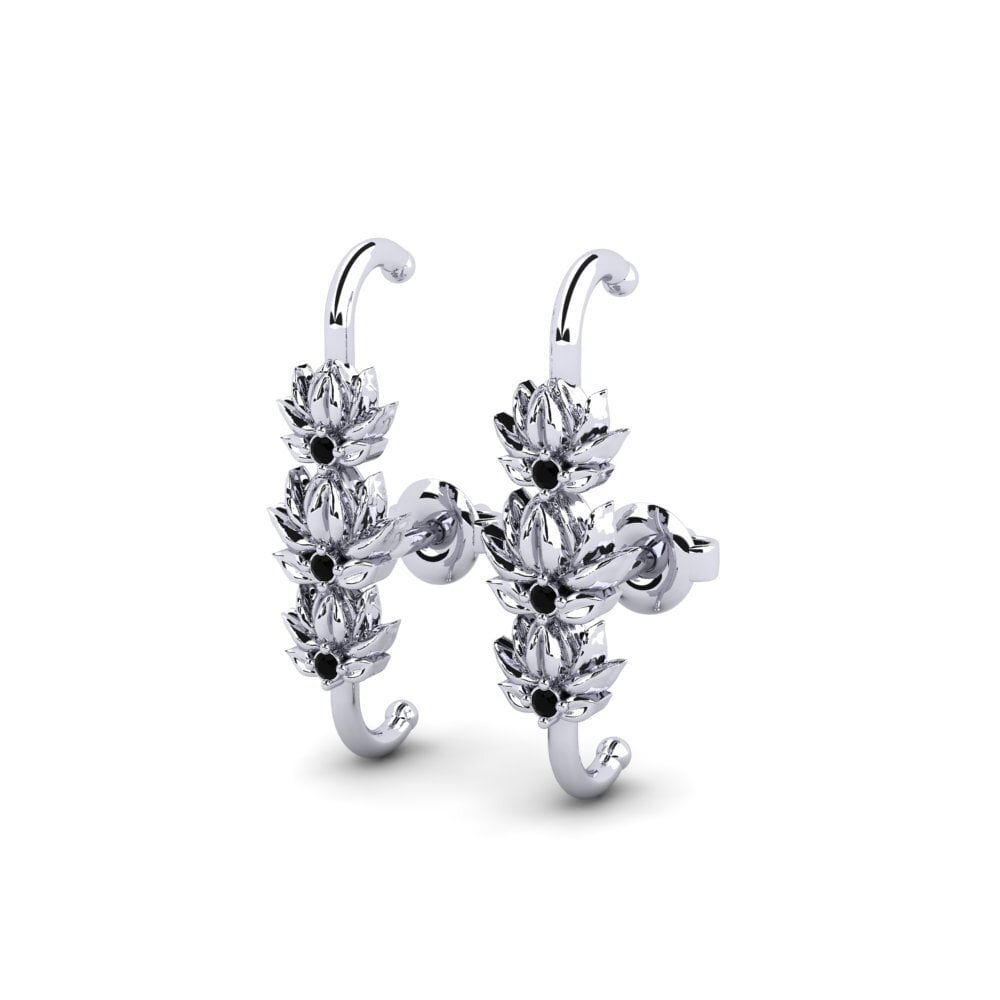 950 Platinum Black Sapphire Women's Earring Stillhet