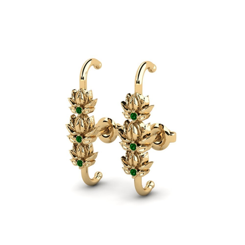 14k Oro Amarillo Redondo Circonita Verde Pendiente de mujer Stillhet