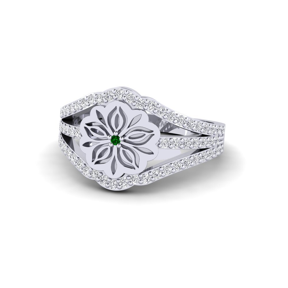 950 Palladium Green Zirconia Ring Tlapaktli