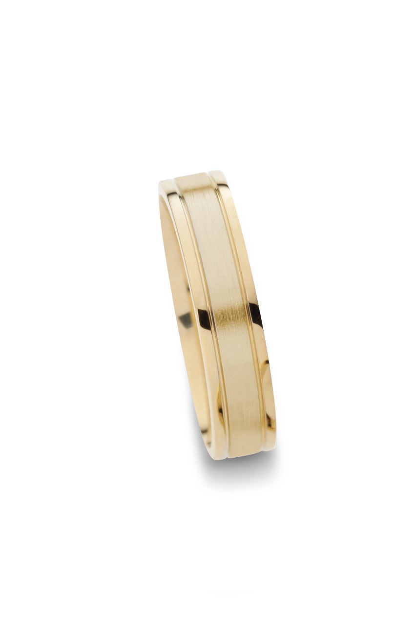 14k Oro Amarillo Anillo Boda Hombre Shining Reflection