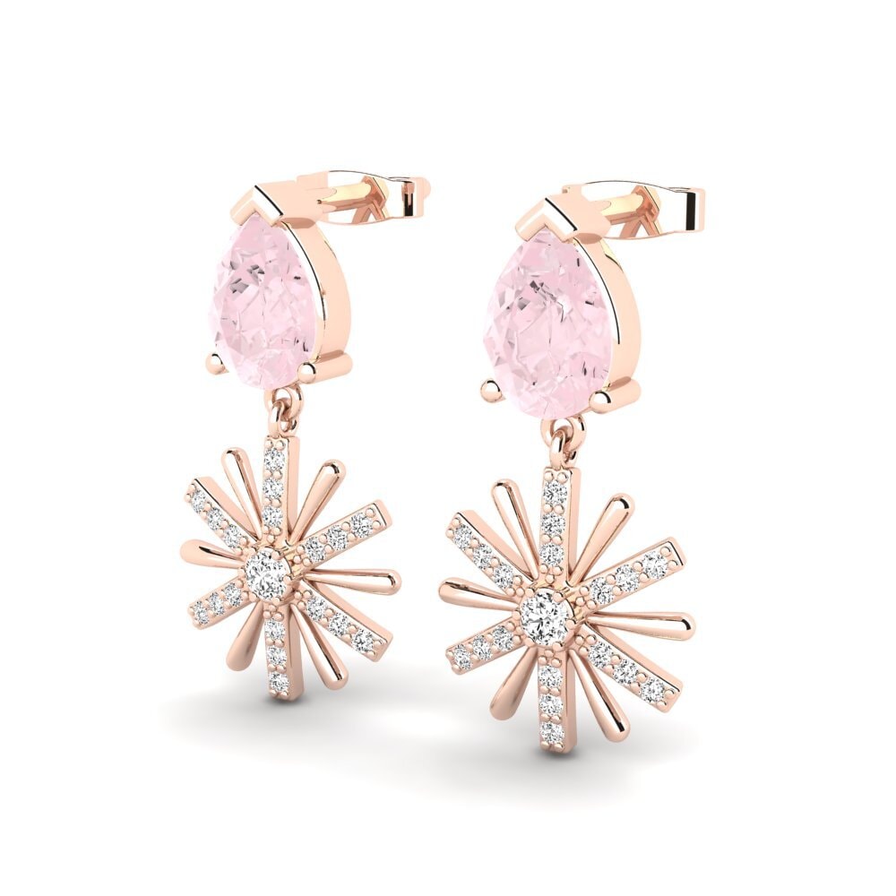 Pear Rose Quartz Women's Earring Bareli