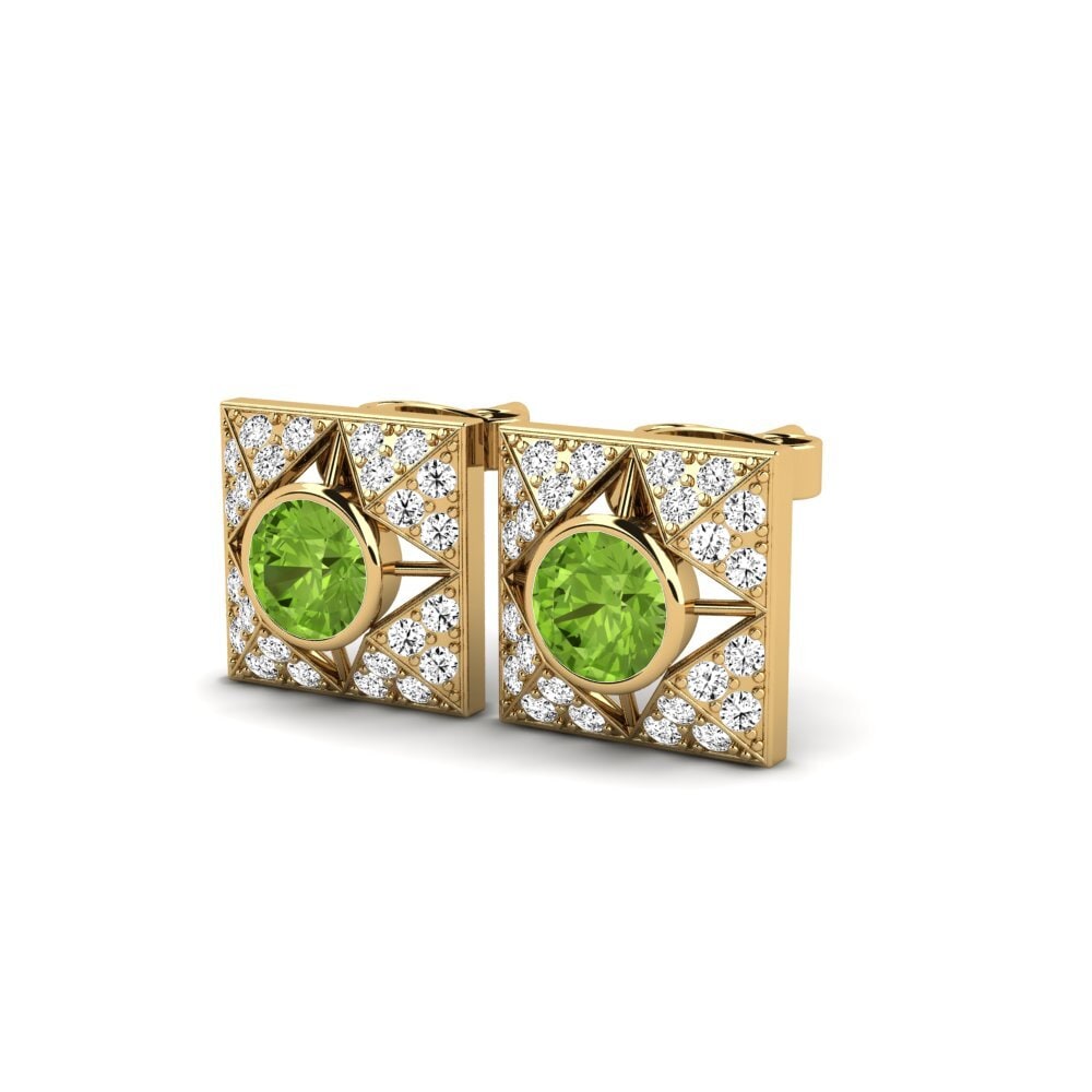 14ct Yellow Gold Peridot Women's Earring Dodrio