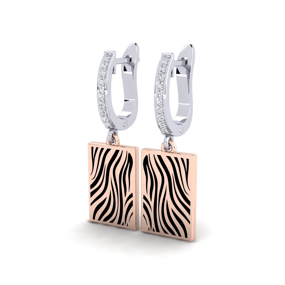 9k Oro Blanco / Rosa Pendiente de mujer Leib