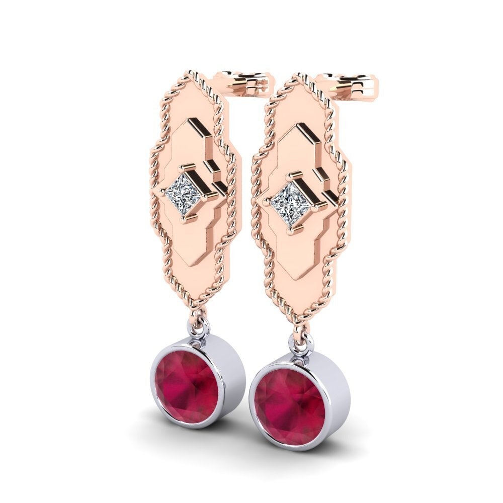 18ct Rose & White Gold Women's Earring Plise