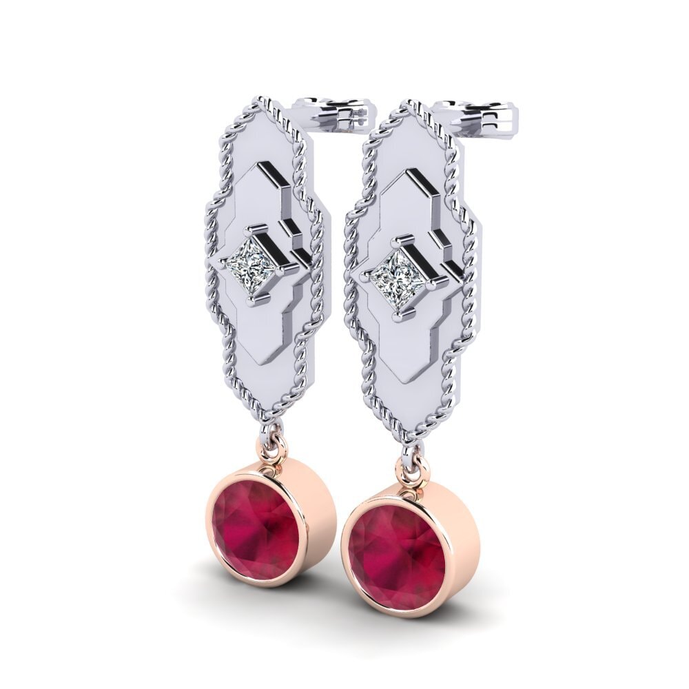 18ct White & Rose Gold Women's Earring Plise