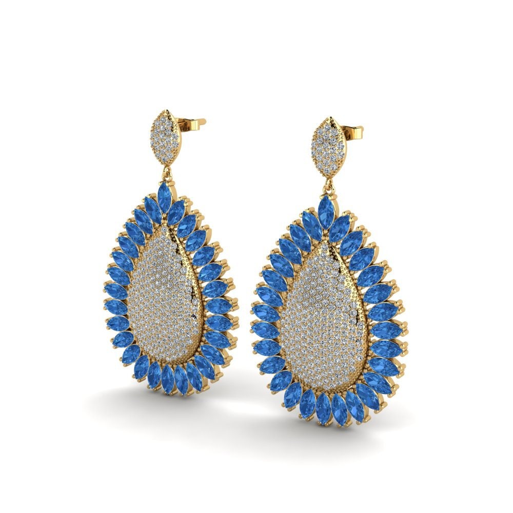 Zircônia azul escuro Brincos Feminino Raisin