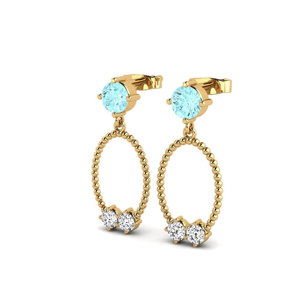 14ct Yellow Gold Aquamarine Women's Earring Ranj