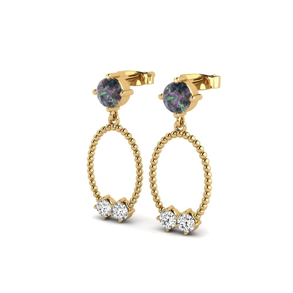 14ct Yellow Gold Mystic Topaz Women's Earring Ranj