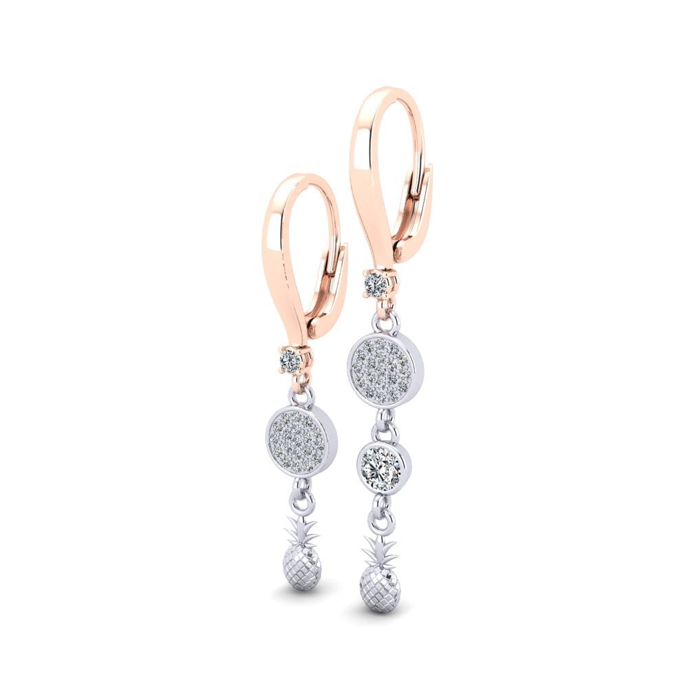 14k Oro Blanco / Rosa Pendiente de mujer Fausto