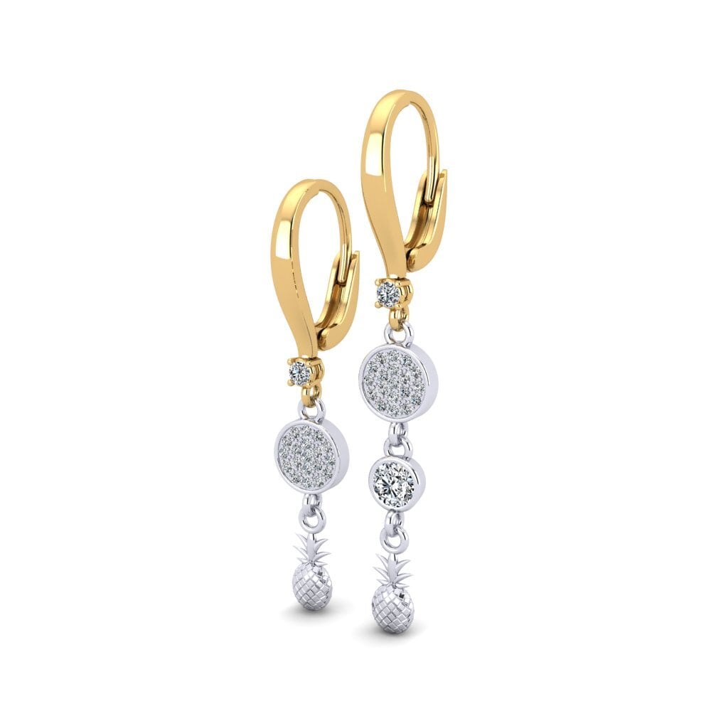 14k Oro Blanco / Amarillo Pendiente de mujer Fausto