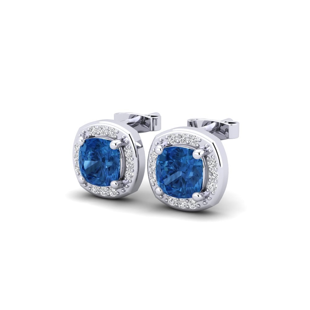 Kussen Donker Blauwe Zirkoon Dames Oorbellen Fulvio
