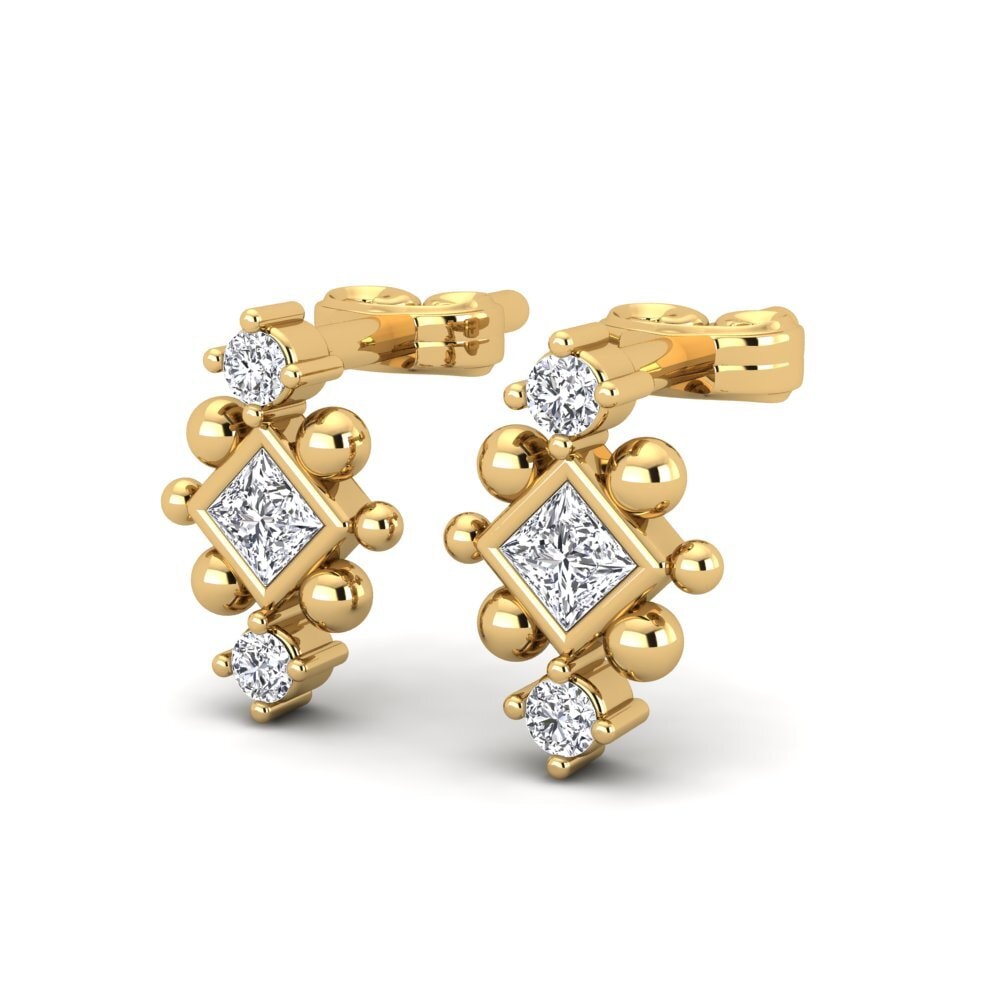 14k Oro Amarillo Princesa Pendiente de mujer Kalevi