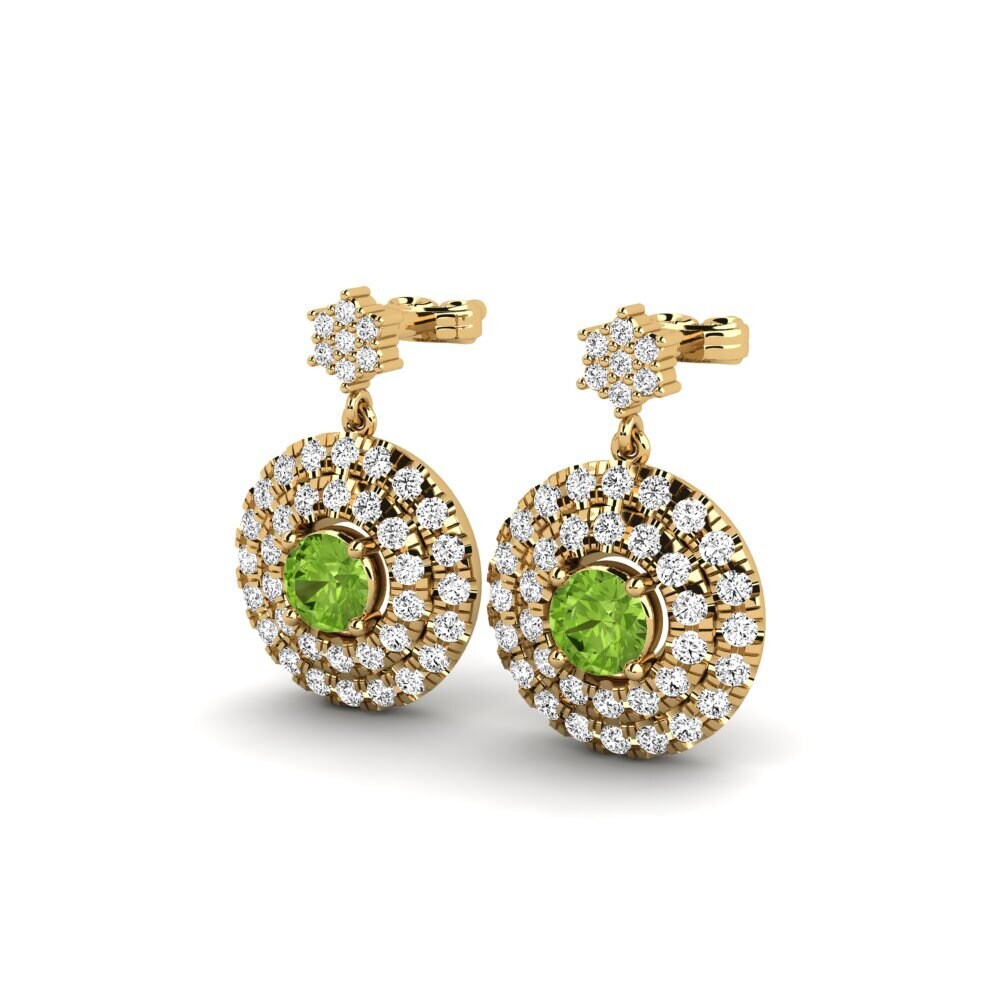 9k Oro Amarillo Peridoto Pendiente de mujer Kalle