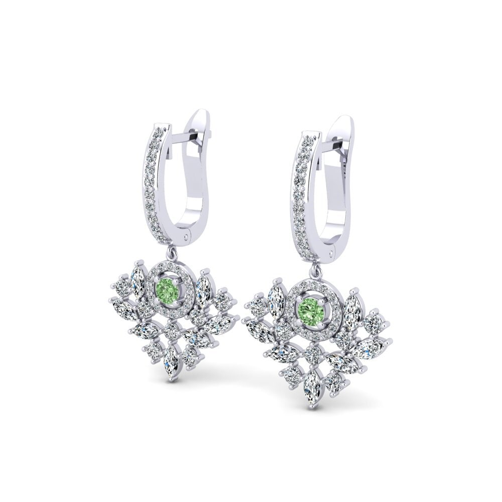 Diamante Verde Brincos Feminino Mubiru