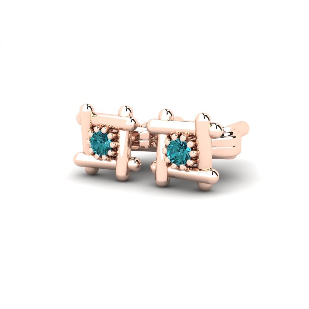 Oro Rosso 750 Diamante Blu Orecchino da donna Soth