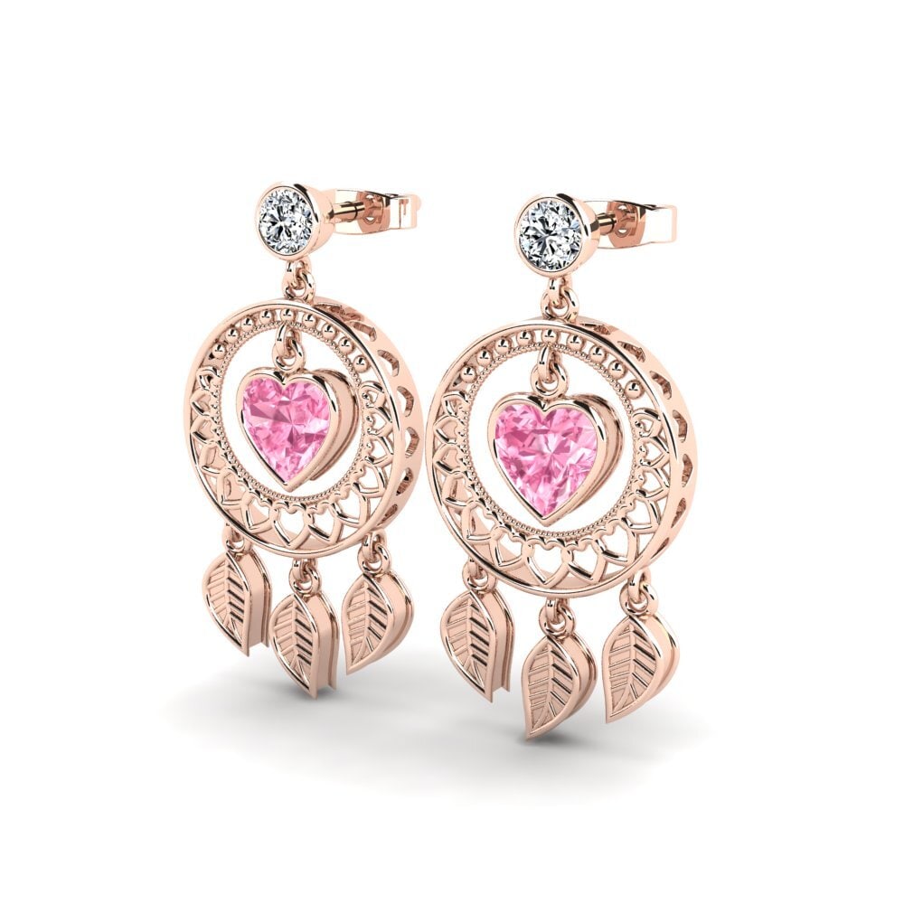 Oro Rosso 375 Zaffiro Rosa Orecchino da donna Starly