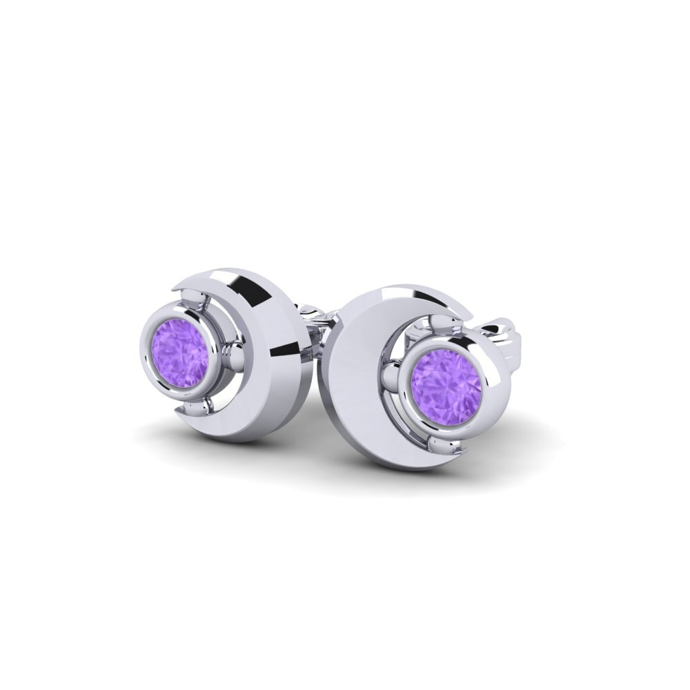 14k Oro Blanco Amatista Pendiente de mujer Stricklin