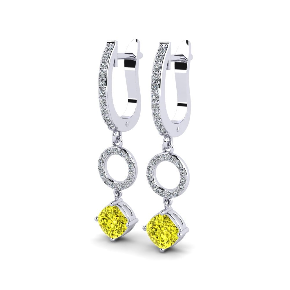 Cushion Yellow Diamond Women's Earring Tacito