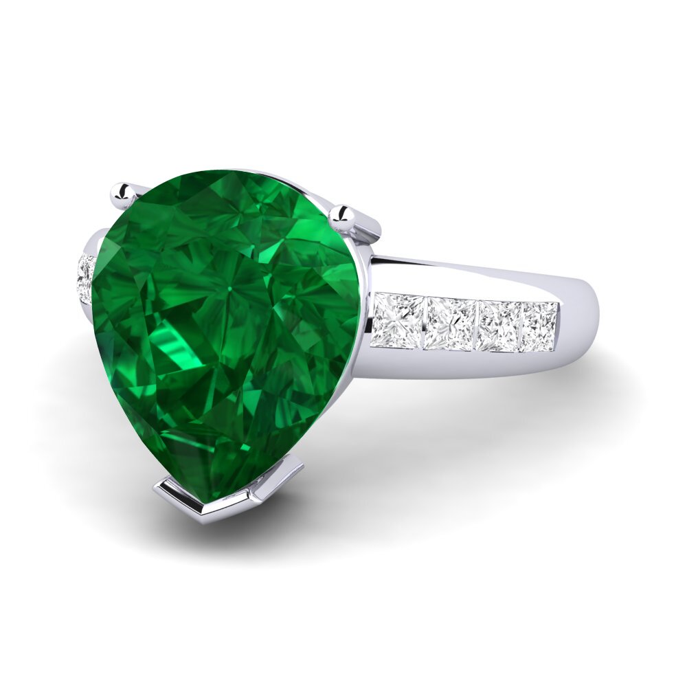 White Silver Emerald (Lab Created) Ring Barinda