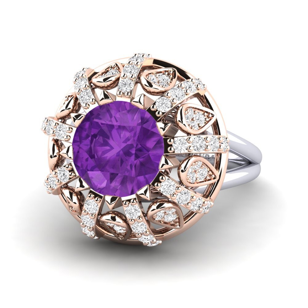 14k Rose & White Gold Amethyst Engagement Ring Cindie