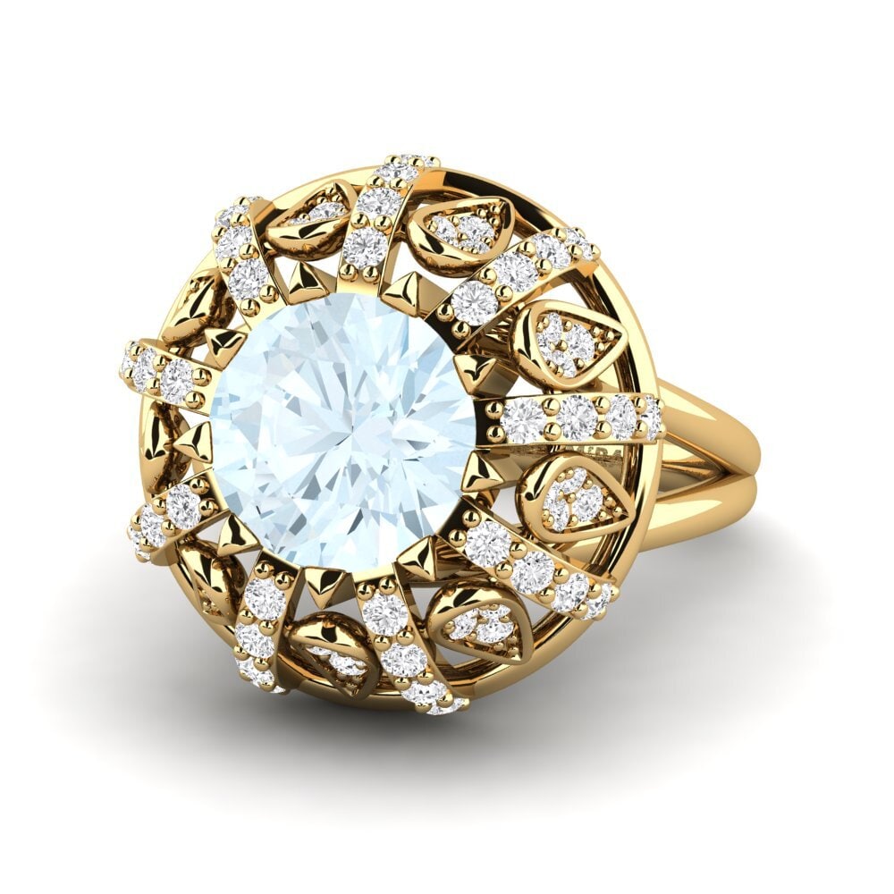 14k Oro Amarillo Anillo de compromiso Cindie