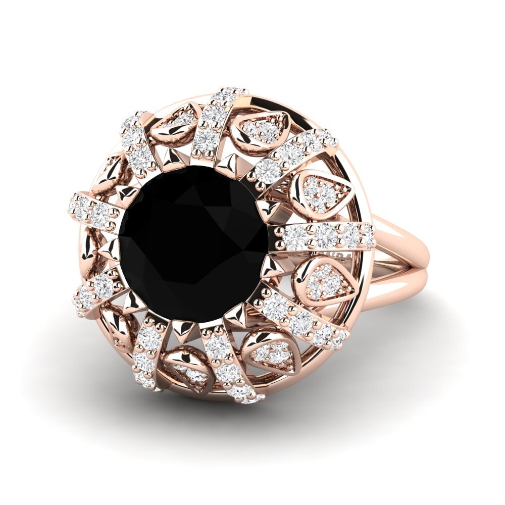 9k Rose Gold Black Onyx Engagement Ring Cindie
