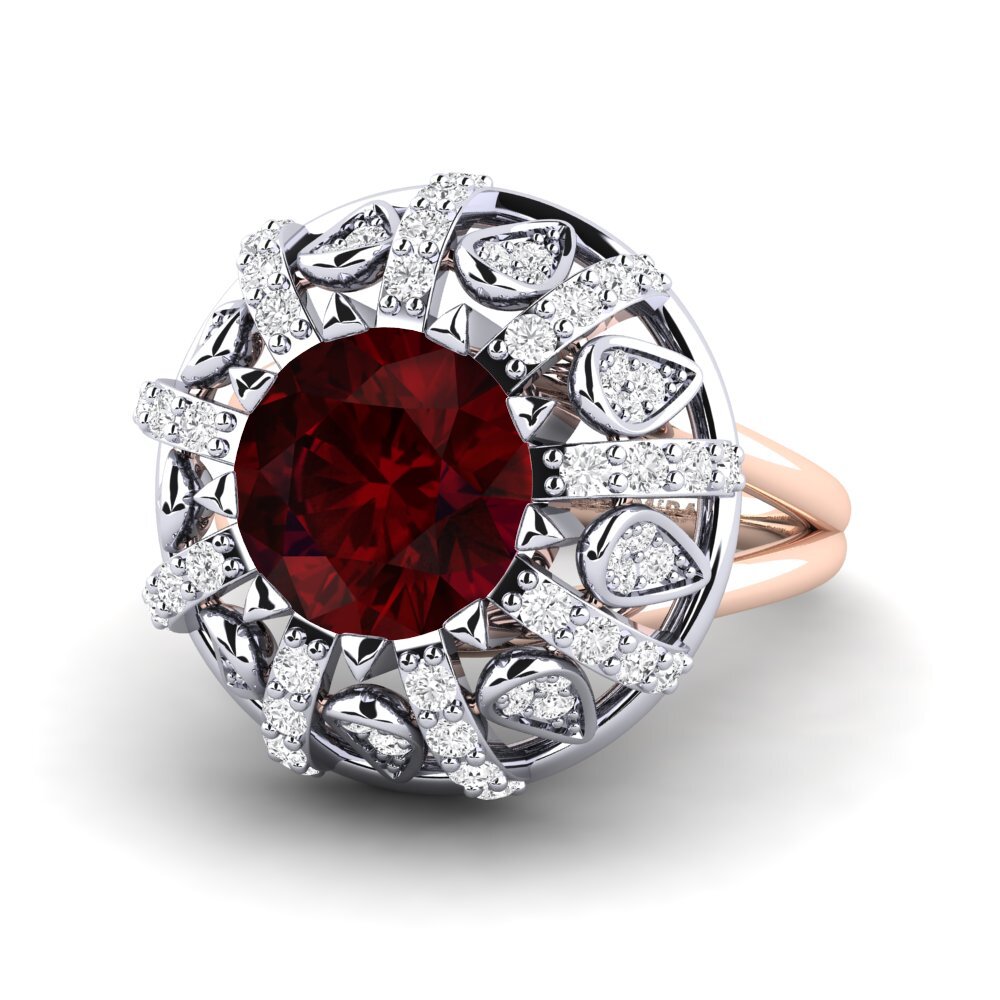 14k White & Rose Gold Garnet Engagement Ring Cindie