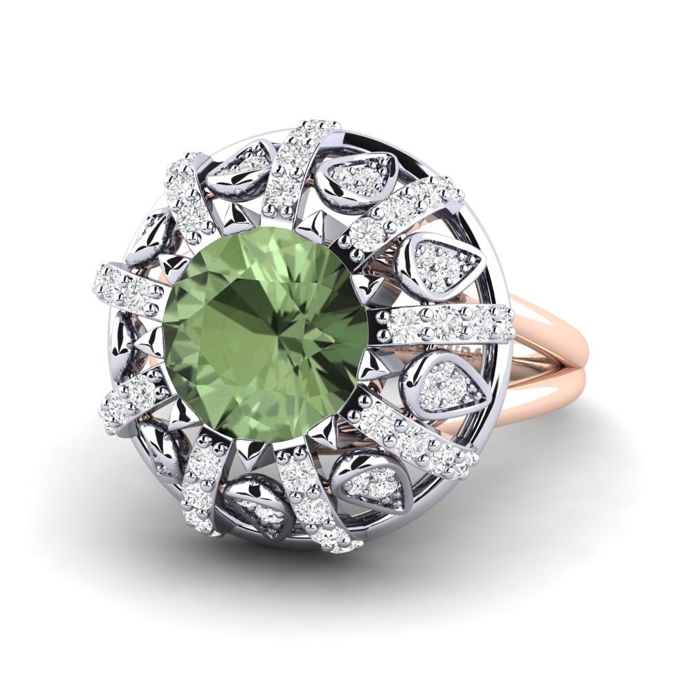 14k White & Rose Gold Green Sapphire Engagement Ring Cindie