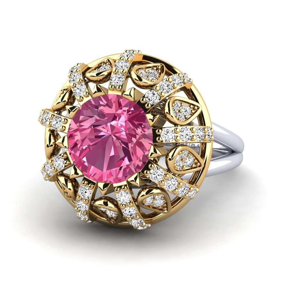 14ct Yellow / White Gold Pink Tourmaline Engagement Ring Cindie