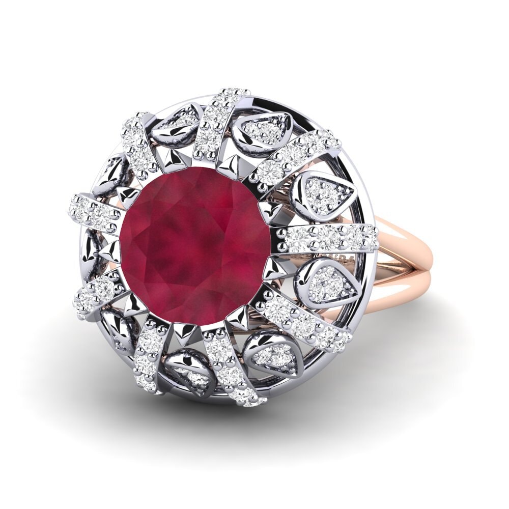 14k White & Rose Gold Ruby Engagement Ring Cindie
