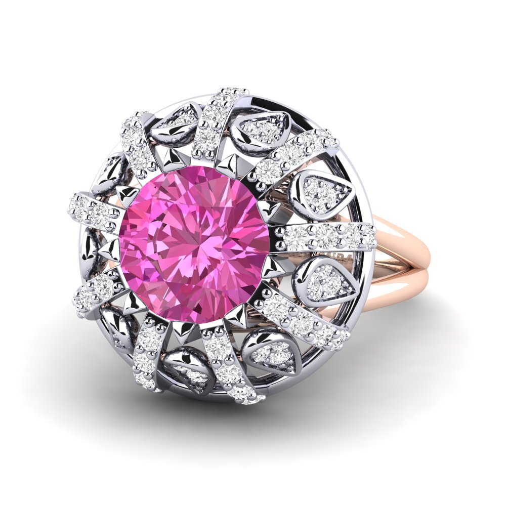 14k White & Rose Gold Pink Topaz Engagement Ring Cindie