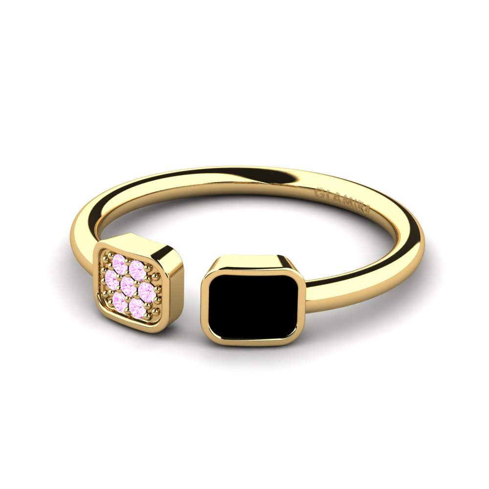 Bagues Or Jaune 14k Saphir Rose Ouvertes