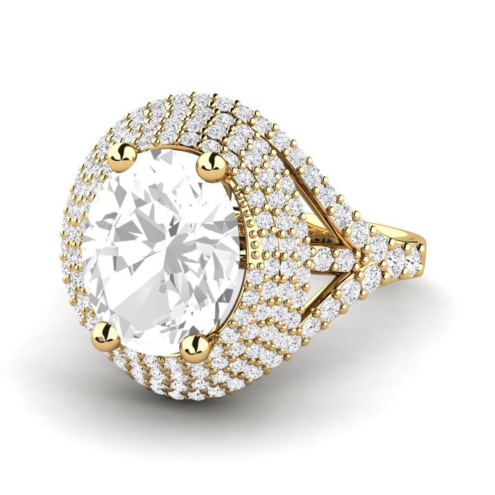 9k Oro Amarillo Topacio blanco Anillo de compromiso Noelle