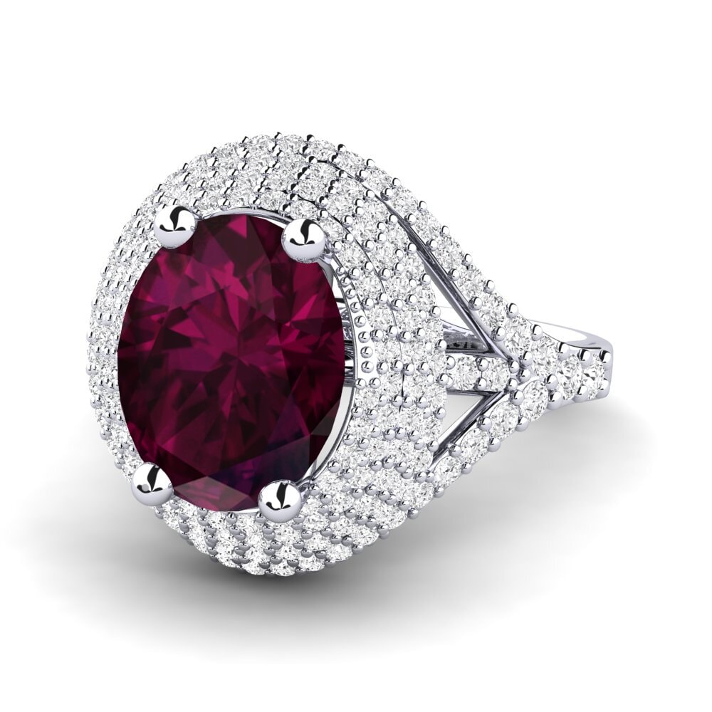 9ct White Gold Rhodolite Garnet Engagement Ring Noelle