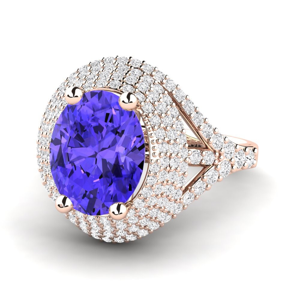 14ct Rose Gold Oval Tanzanite Engagement Ring Noelle