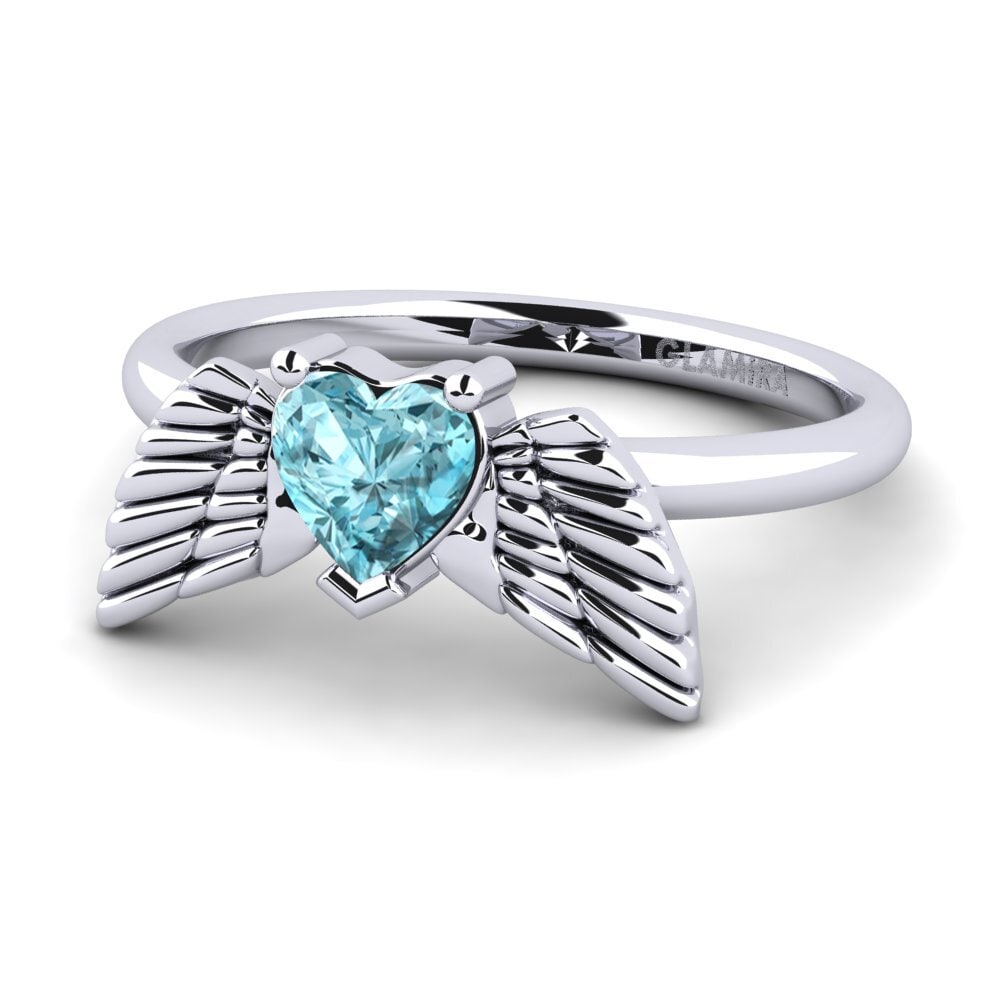 Corazón Circón Azul Anillo Noemi