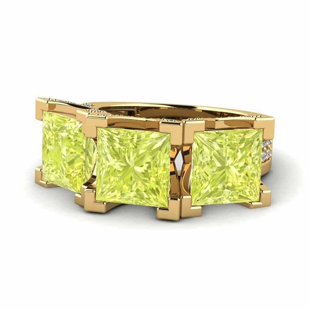 Bagues Or Jaune 14k Quartz Citron Trilogy