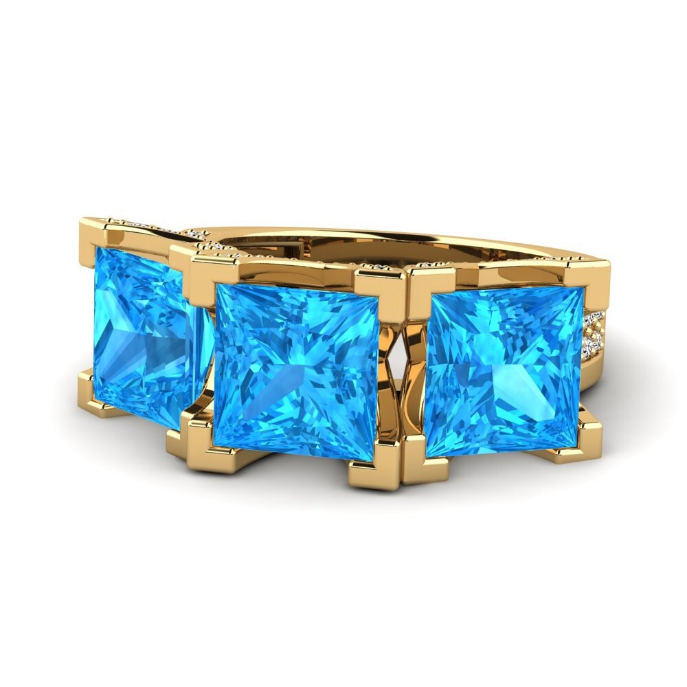 9k Oro Amarillo Topacio azul Anillo de compromiso Rebel
