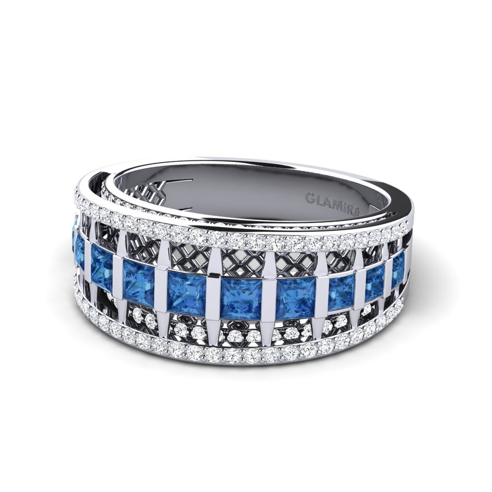 Circonita Azul Oscuro Anillo Senaida