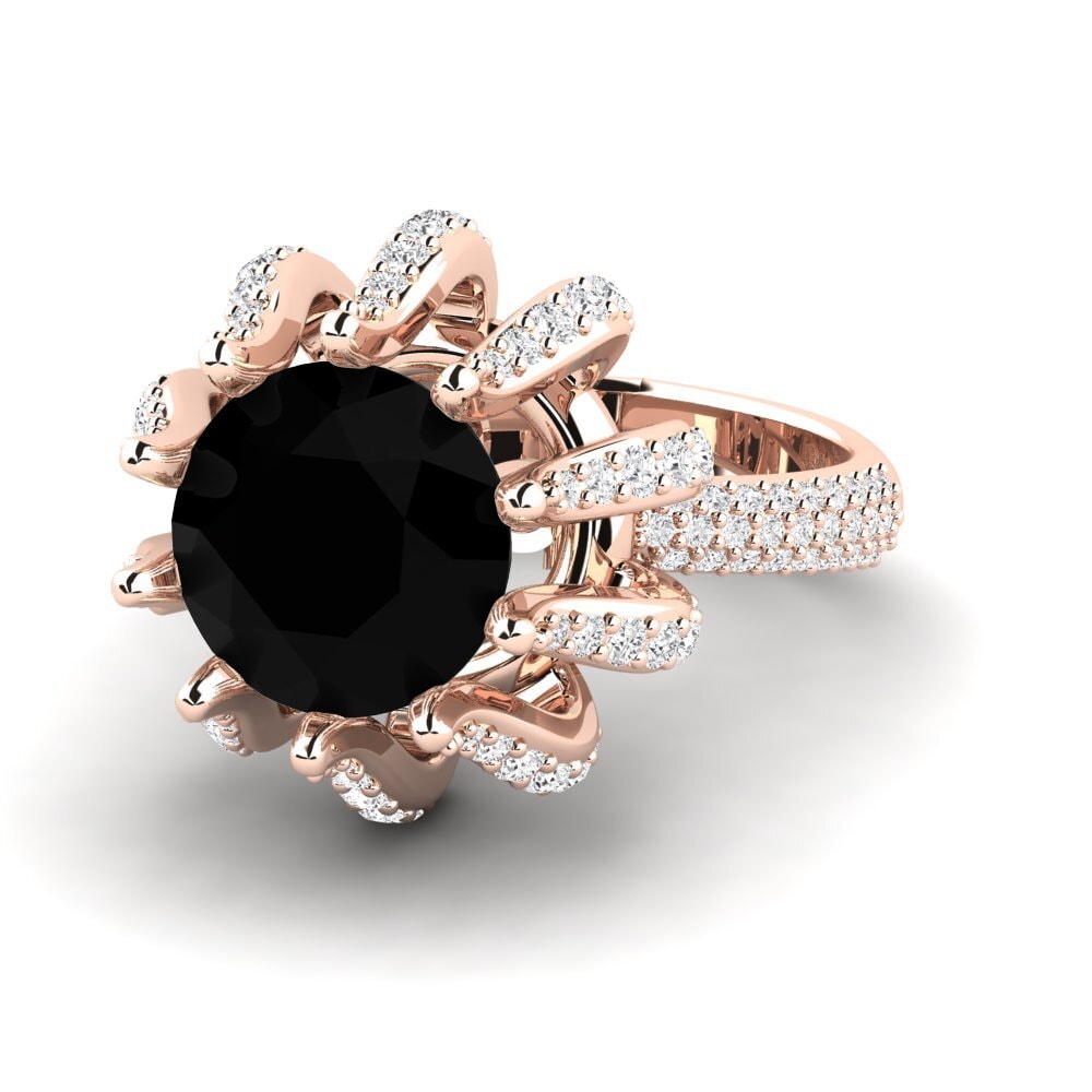 9k Rose Gold Black Onyx Engagement Ring Zekrom