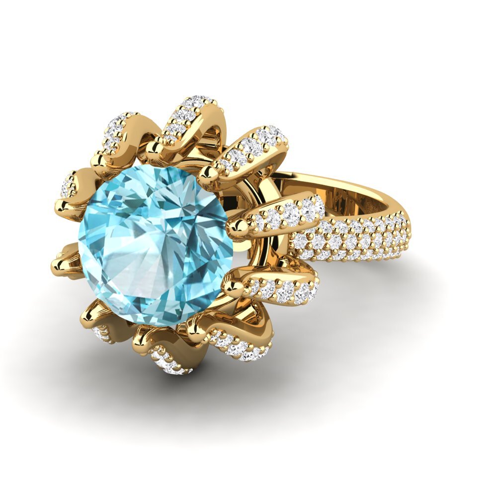 14k Oro Amarillo Anillo de compromiso Zekrom