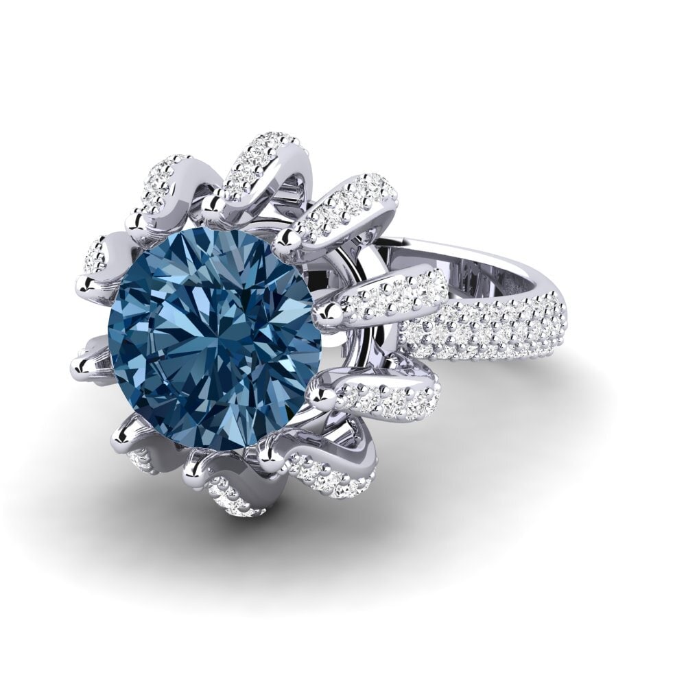 White Silver Blue Diamond Engagement Ring Zekrom