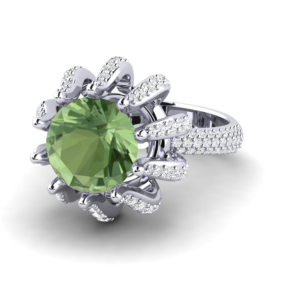 White Silver Green Sapphire Engagement Ring Zekrom